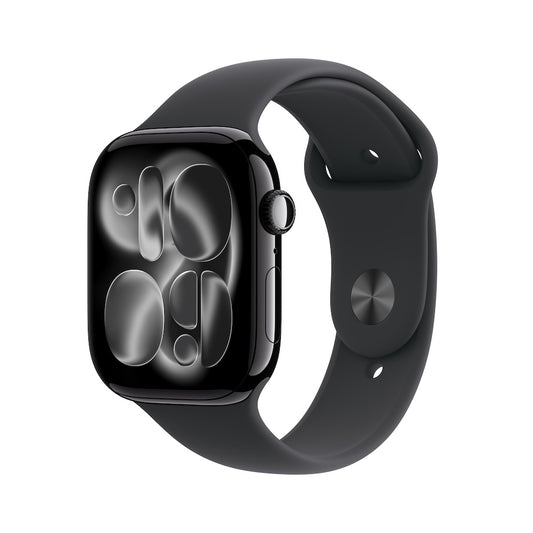 Apple Watch Series 11 GPS + Cellular 42mm klavírně černé hliníkové pouzdro s černým sportovním řemínkem - M/L - istyle.work