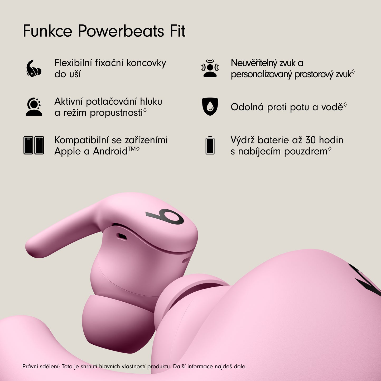 Bezdrátová sportovní sluchátka Powerbeats Fit - energicky růžová