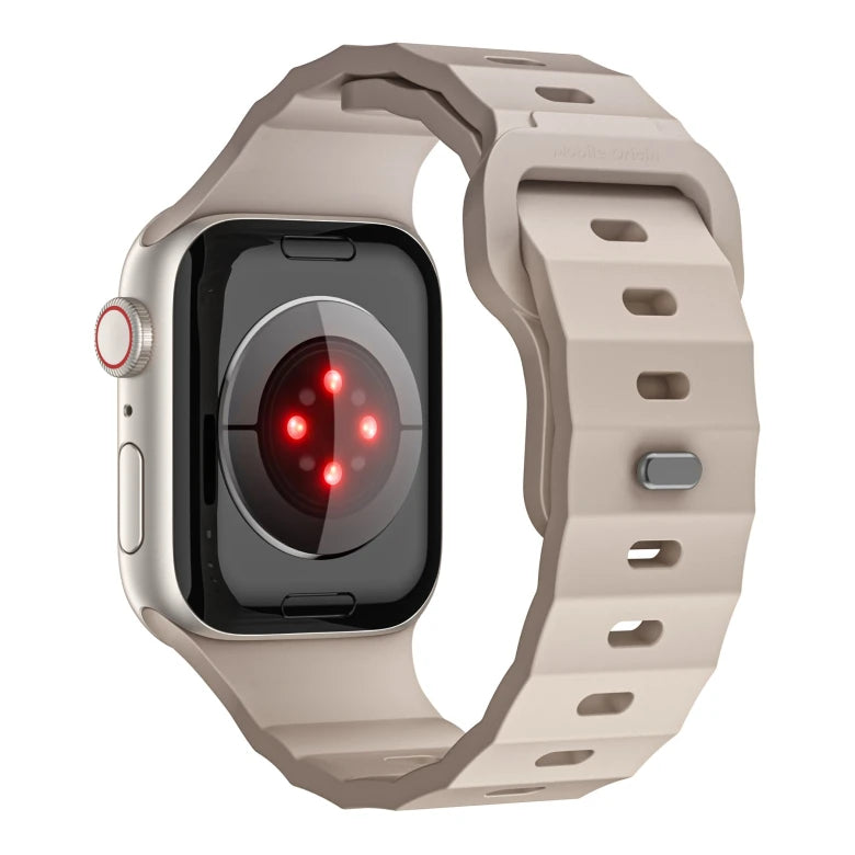 Řemínek pro Apple Watch 44/45/46/49 mm Mobile Origin FKM Strap s kovovým zapínáním - béžový - istyle.work