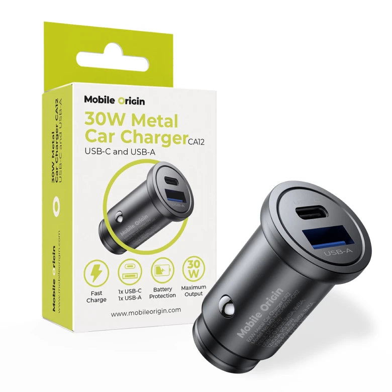 Nabíječka do auta Mobile Origin CA12 Dual Car Charger 30W USB-C / USB-A