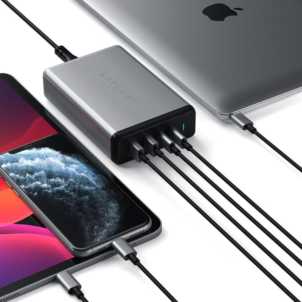 75W dvojitá USB-C PD cestovní nabíječka Satechi - vesmírně šedá - istyle.work