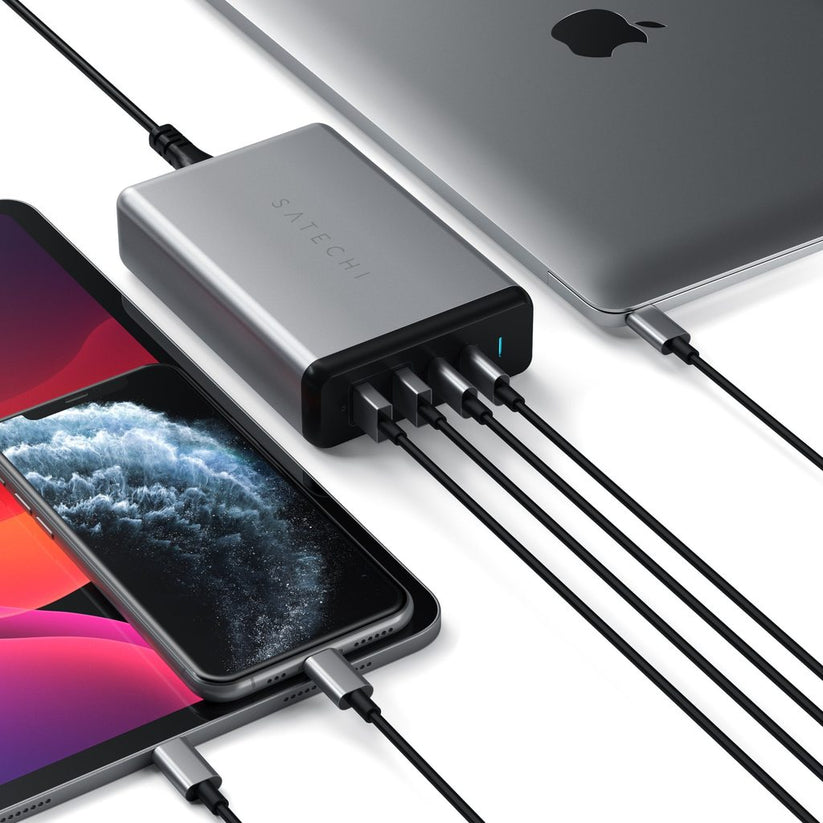 75W dvojitá USB-C PD cestovní nabíječka Satechi - vesmírně šedá - istyle.work