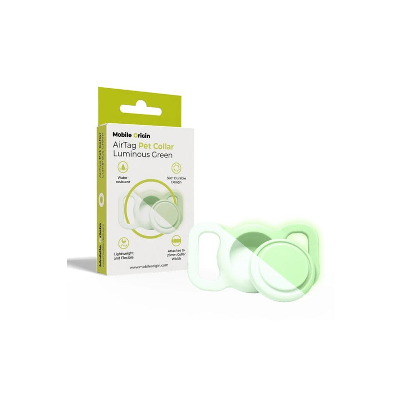 Obojek pro mazlíčky s držákem na AirTag Mobile Origin - svítící zelená - istyle.work