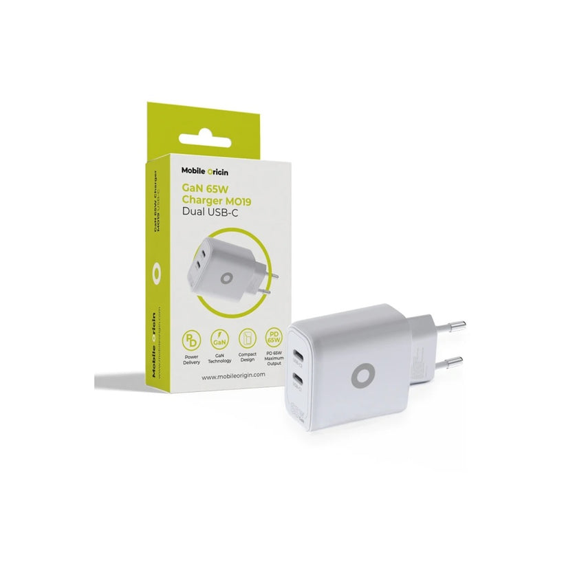 65W adaptér Mobile Origin GaN Dual USB-C Charger MO19 - bílý - istyle.work