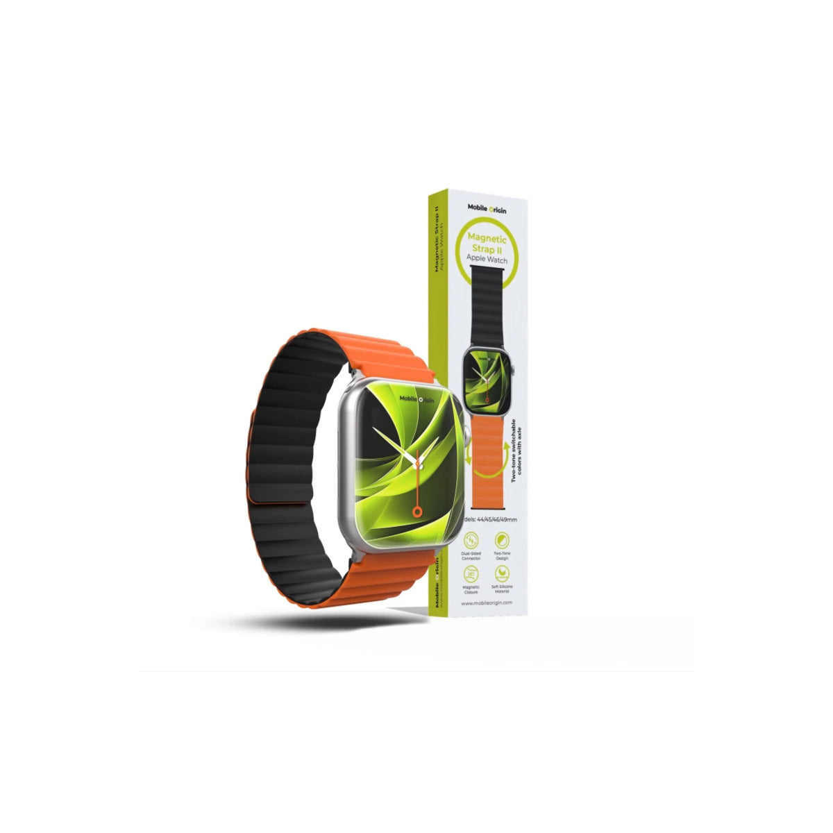 Řemínek pro Apple Watch 42/44/45/49 mm Mobile Magnetic Strap II - oranžový/černý - istyle.work