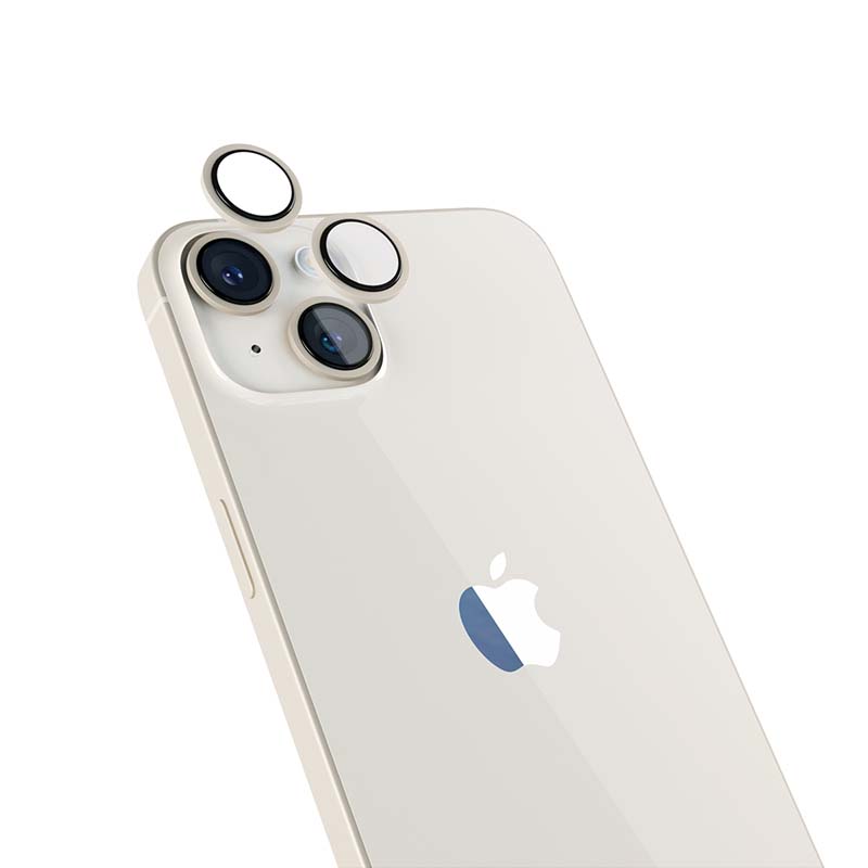 Hliníkový ochranný kryt čoček pro iPhone 14/14 Plus iSTYLE - hvězdně bílý - istyle.work