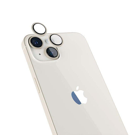 Hliníkový ochranný kryt čoček pro iPhone 14/14 Plus iSTYLE - hvězdně bílý - istyle.work
