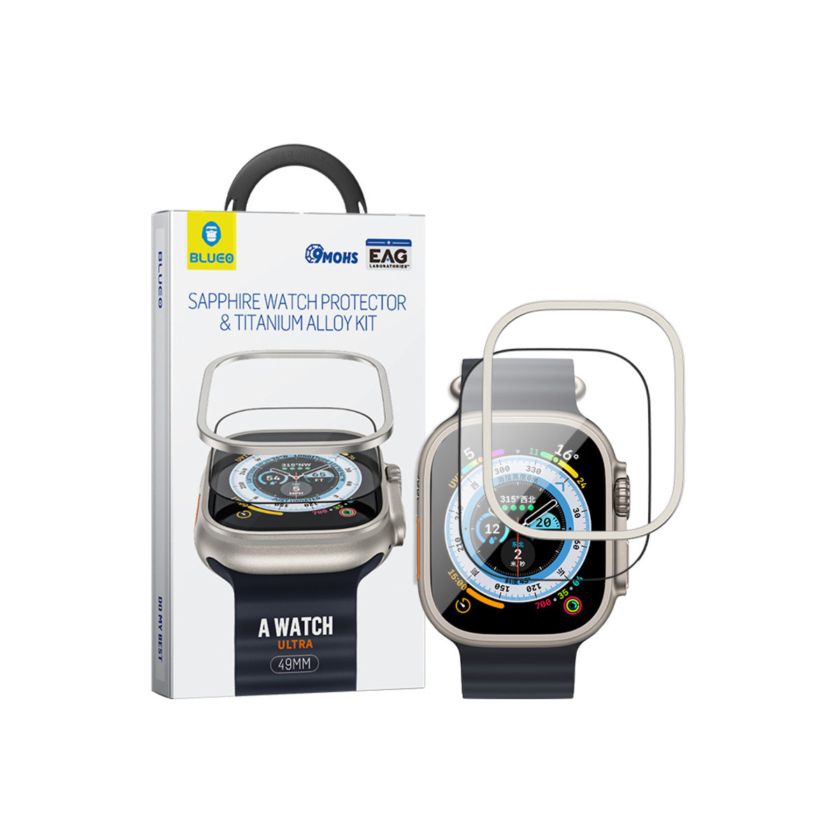 Safírové sklo s titanovým rámem pro Apple Watch Ultra Blueo - istyle.work