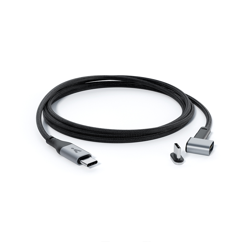 Magnetický opletený datový kabel USB-C na USB-C iSTYLE - šedý - istyle.work
