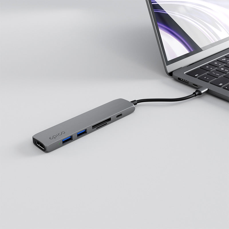 Hliníkový USB-C hub 6v1 Epico s podporou 8K – vesmírně šedý - istyle.work