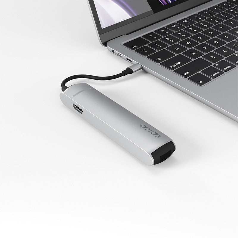 Hliníkový USB-C hub 6v1 Epico s podporou 8K - stříbrný - istyle.work