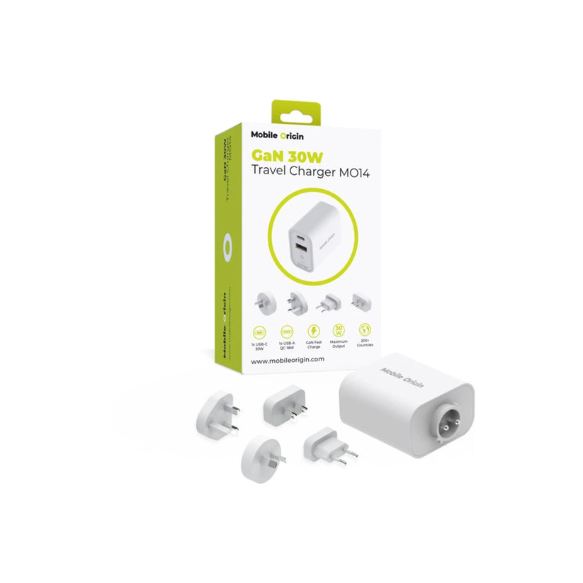 30W univerzální cestovní adaptér Mobile Origin GaN MO14 - bílý - istyle.work