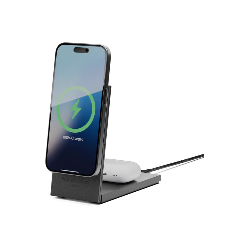 Bezdrátová nabíječka Native Union Rise 2-in-1 Qi2 - černá - istyle.work