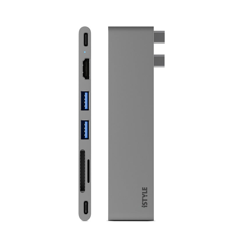 Hliníkový 8K HUB 7v1 s konektorem USB-C iSTYLE - vesmírně šedý - istyle.work