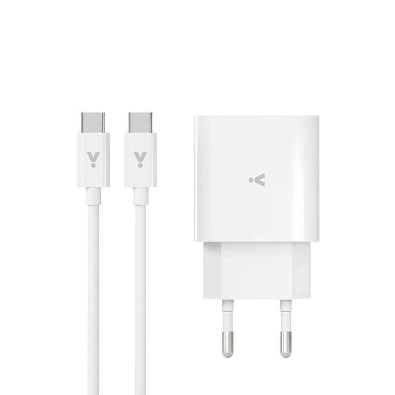 20W PD adaptér s 1,2m USB-C kabelem iSTYLE - bílý - istyle.work