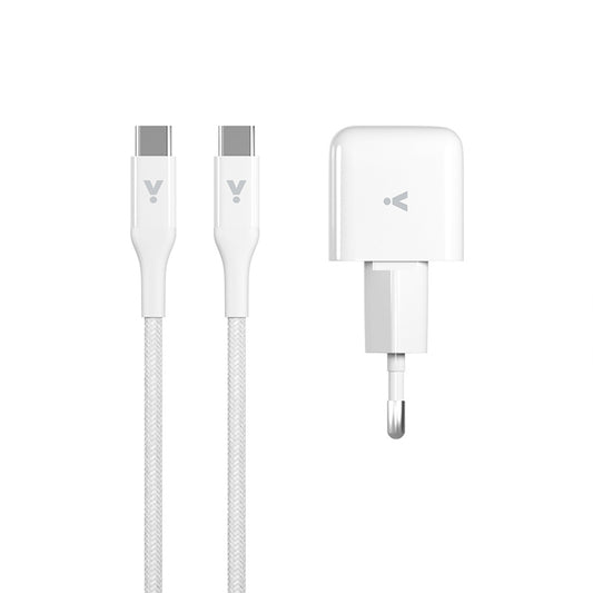 30W GaN adaptér s 1,2m USB-C kabelem iSTYLE - bílý - istyle.work