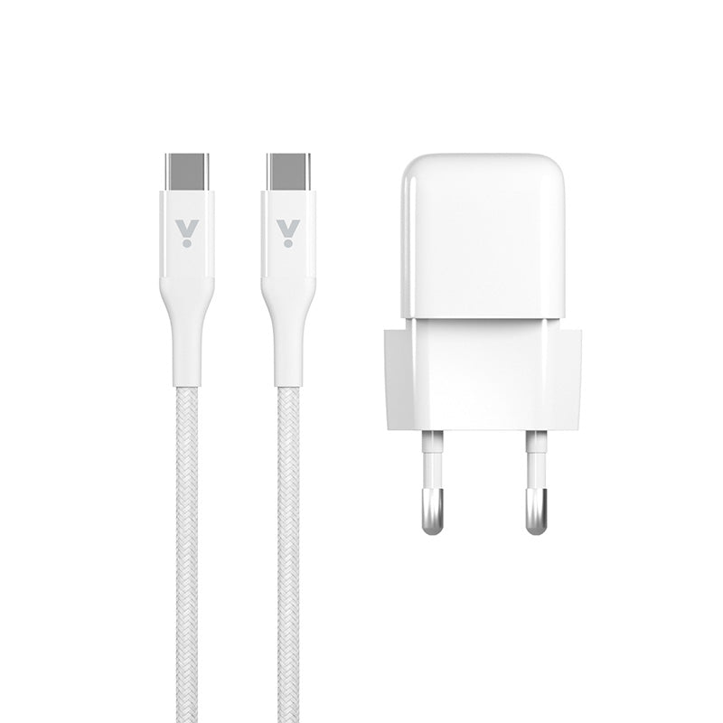 30W GaN adaptér s 1,2m USB-C kabelem iSTYLE - bílý - istyle.work