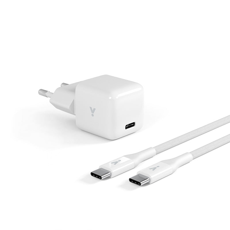 30W GaN adaptér s 1,2m USB-C kabelem iSTYLE - bílý - istyle.work