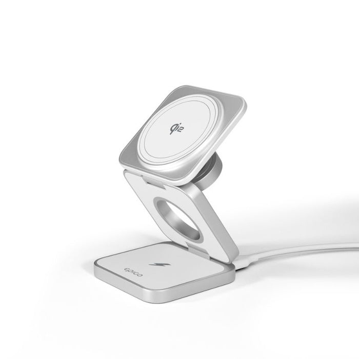 MagSafe cestovní nabíječka Epico UltraBase Qi2 3in1 Fold Alu Mag+ - bílá - istyle.work