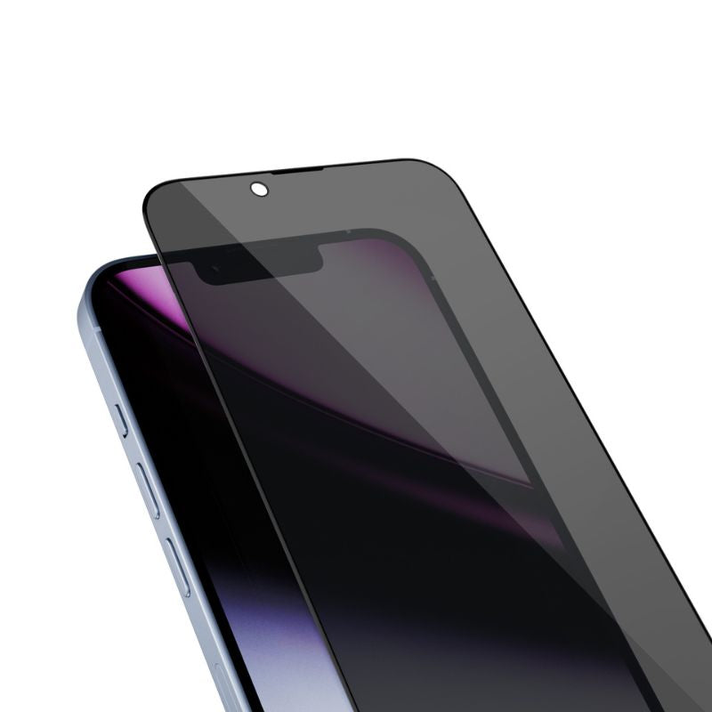 Dvakrát tvrzené sklo pro iPhone 13/13 Pro/14/16e Epico Privacy Glass 3D