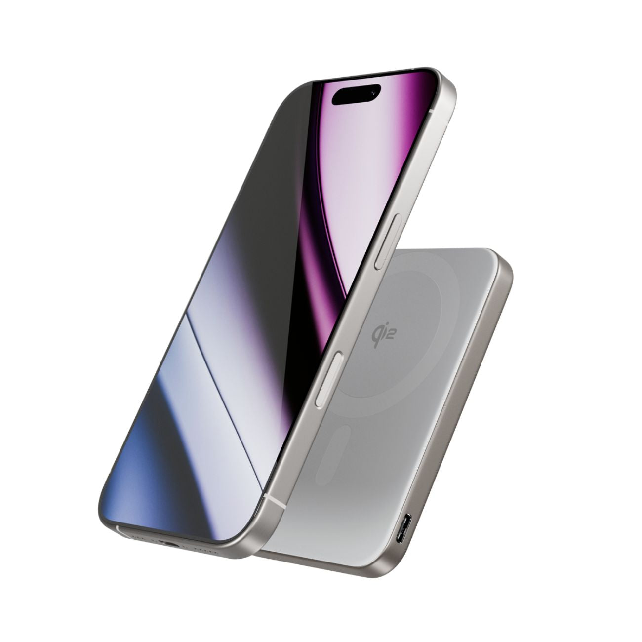 Bezdrátová hliníková powerbanka se stojánkem Epico UltraPack Qi2 Stand 5000mAh Mag+ EM52 - titanová