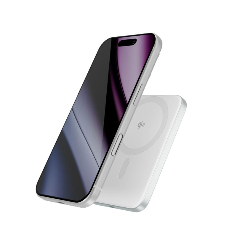 Tenká hliníková MagSafe powerbanka Epico UltraPack Qi2 Slim 5000mAh - stříbrná - istyle.work