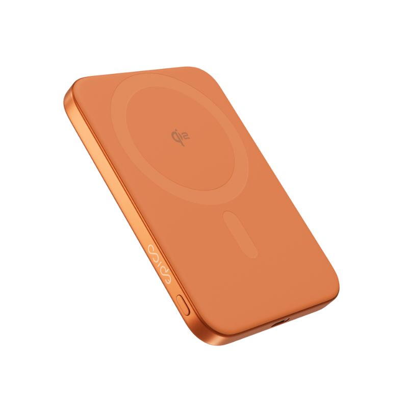 Tenká hliníková MagSafe powerbanka Epico UltraPack Qi2 Slim 5000mAh - oranžová - istyle.work