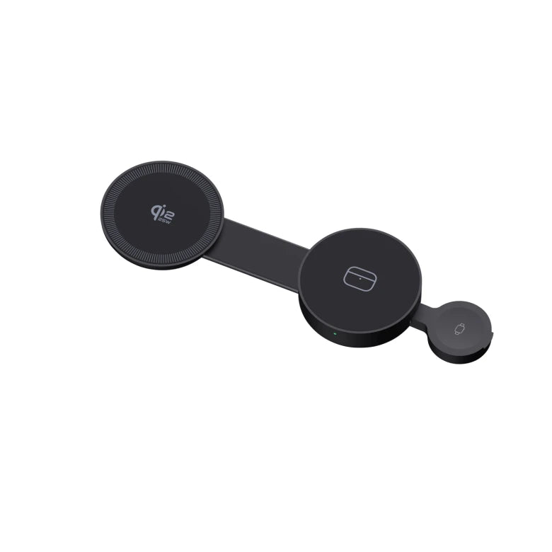 3v1 skládací magnetická nabíječka Qi2 25W Mobile Origin PW34 - černá