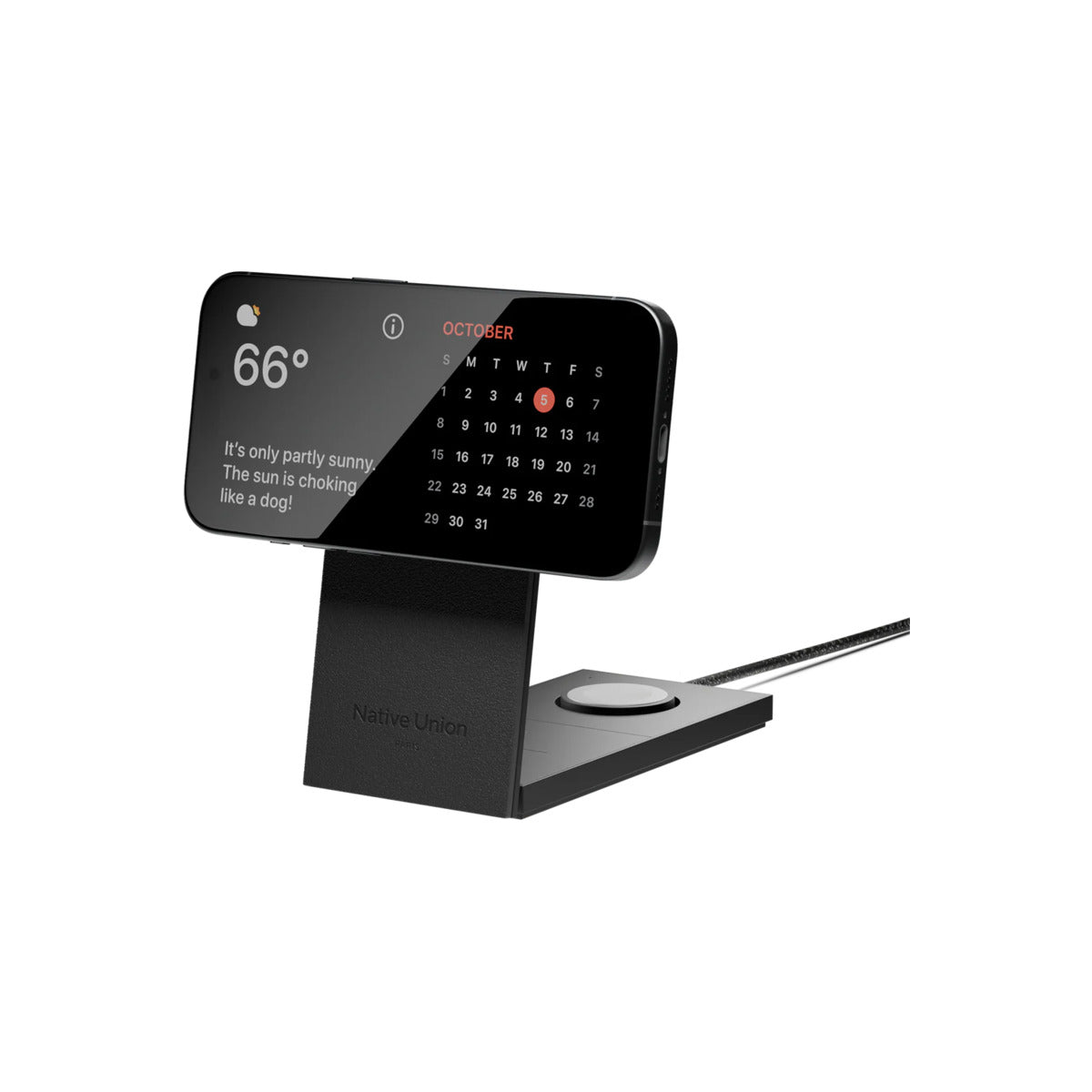 Bezdrátová nabíječka s mezinárodními adaptéry Native Union Rise 3-in-1 Qi2 - černá - istyle.work