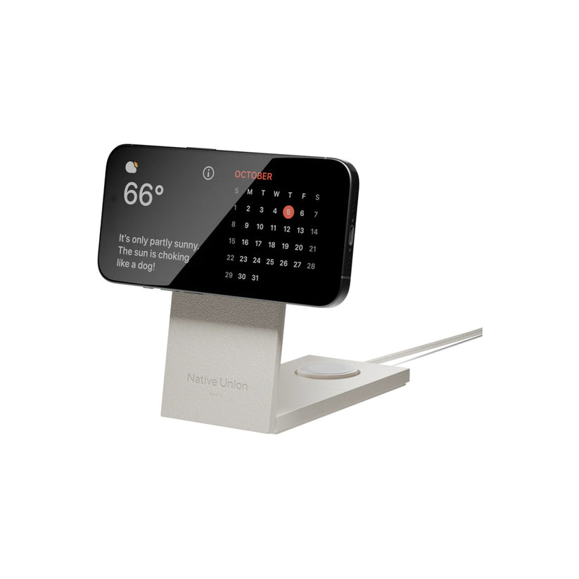 Bezdrátová nabíječka Native Union Rise 3-in-1 Qi2 - stříbrná - istyle.work