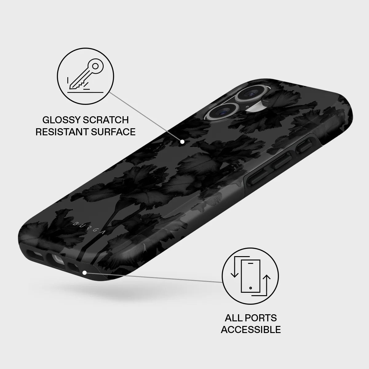 Kryt pro iPhone 17 Burga Nocturnal Tough MagSafe Case - květinový tmavý - istyle.work