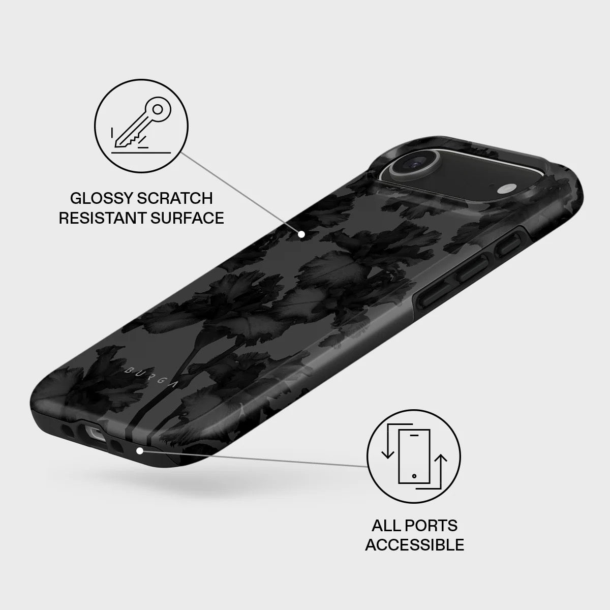 Kryt pro iPhone Air Burga Nocturnal Tough MagSafe Case - květinový tmavý - istyle.work