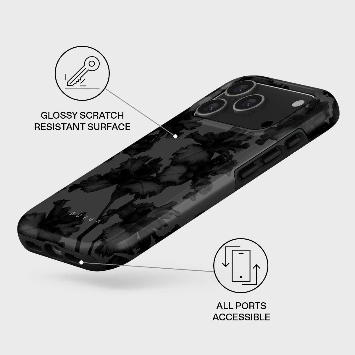 Kryt pro iPhone 17 Pro Burga Nocturnal Tough MagSafe Case - květinový tmavý - istyle.work