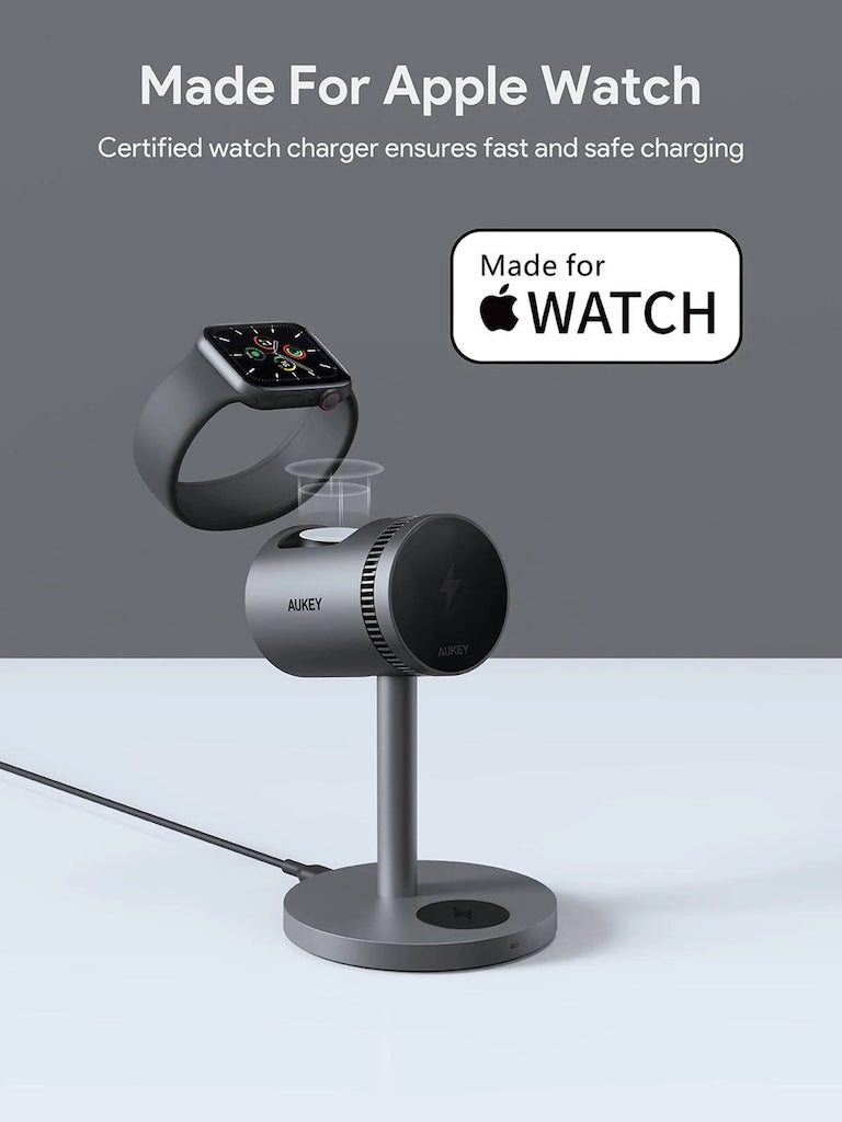 Bezdrátová rychlonabíječka s aktivním chladícím systémem Aukey MagLink LC-MC311A 3v1 - istyle.work