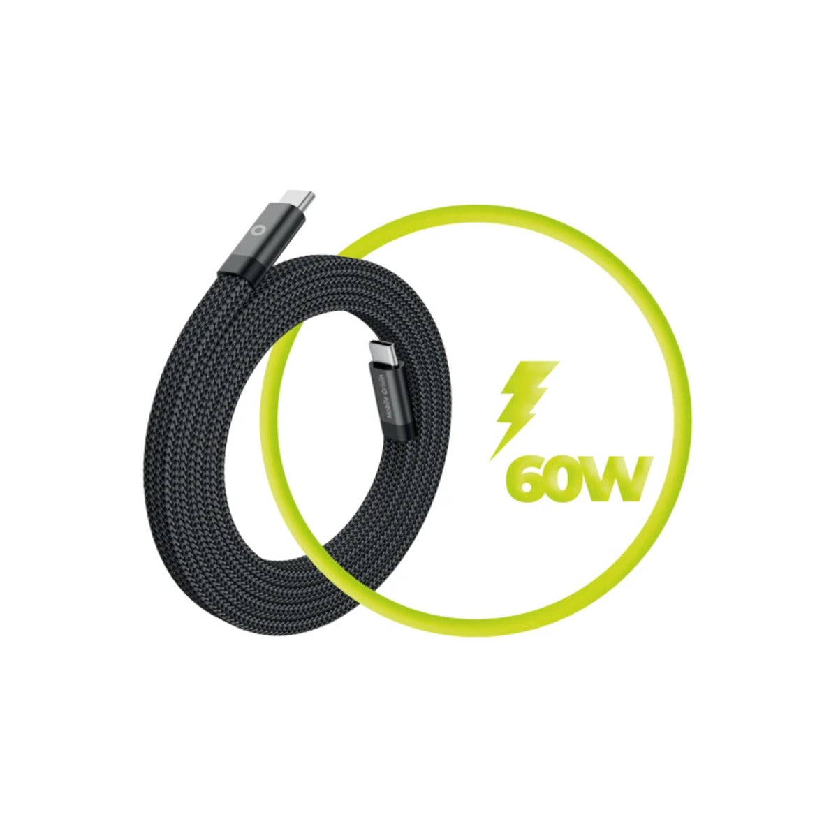 Magnetický 60W nabíjecí kabel Mobile Origin Original Flat Cable USB-C / USB-C 1m - černý - istyle.work