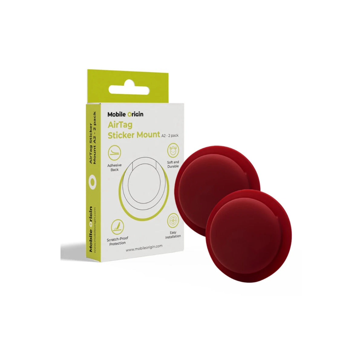 Samolepicí držák pro AirTag Mobile Origin Sticker Mount (2ks) - červený