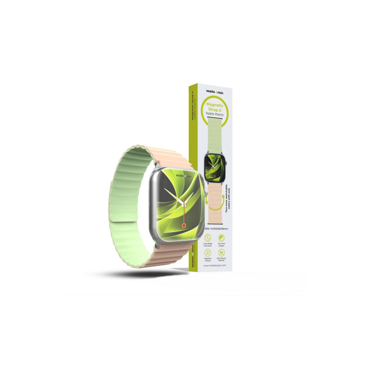 Řemínek pro Apple Watch 42/44/45/49 mm Mobile Magnetic Strap II - růžový/zelený - istyle.work