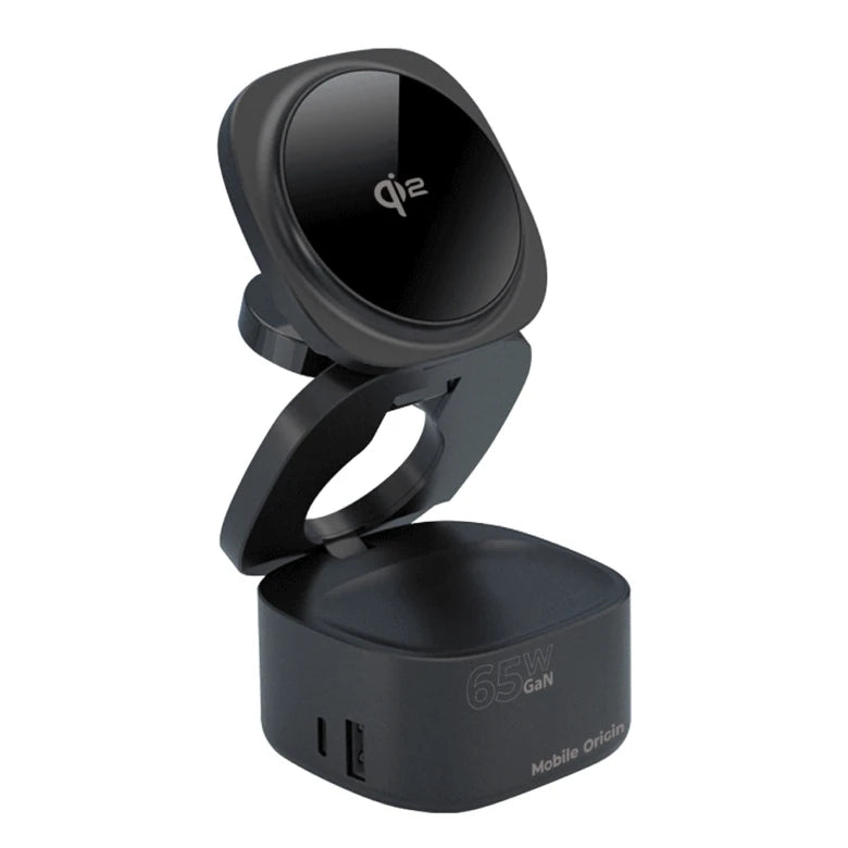 Bezdrátová nabíječka Mobile Origin 65W GaN 5in1 Foldable Qi2 Charger PW1 - černá - istyle.work