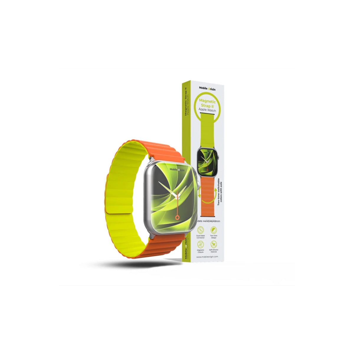 Řemínek pro Apple Watch 42/44/45/49 mm Mobile Magnetic Strap II - oranžový/zelený - istyle.work