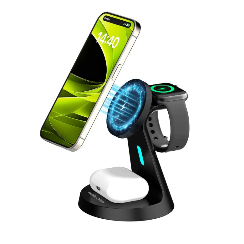 Bezdrátová nabíječka Mobile Origin 3in1 Wireless Magnetic Stand PW9 - černá - istyle.work