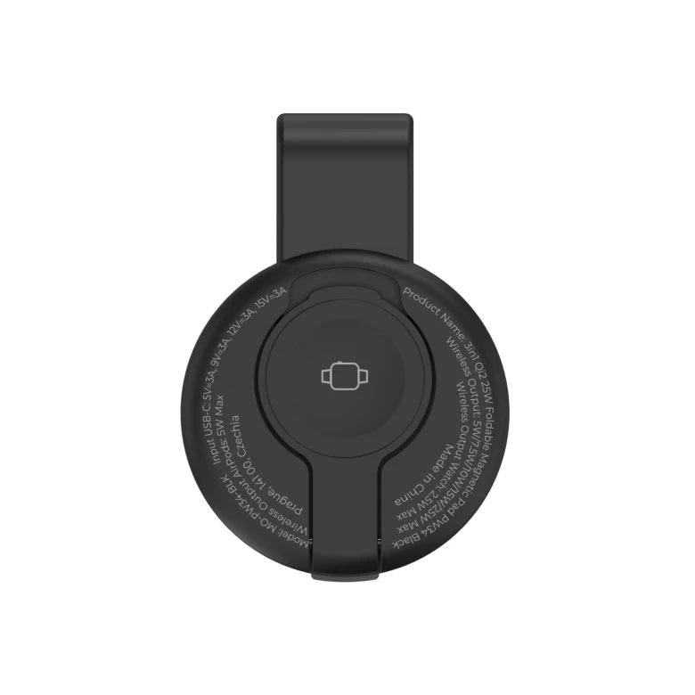 3v1 skládací magnetická nabíječka Qi2 25W Mobile Origin PW34 - černá