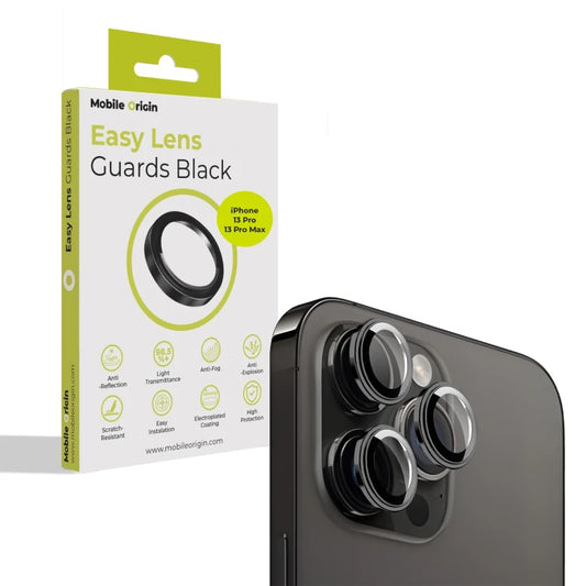 Sklo na fotoaparát pro iPhone 13 Pro / 13 Pro Max Mobile Origin Easy Lens Full Cover - černé