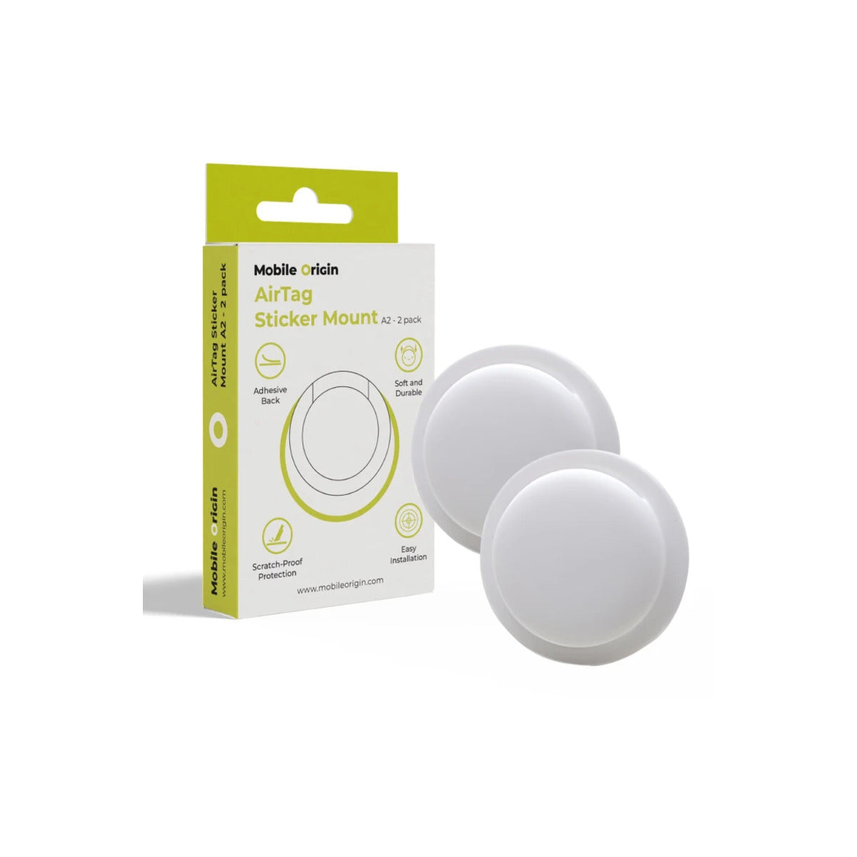Samolepicí držák pro AirTag Mobile Origin Sticker Mount (2ks) - bílý