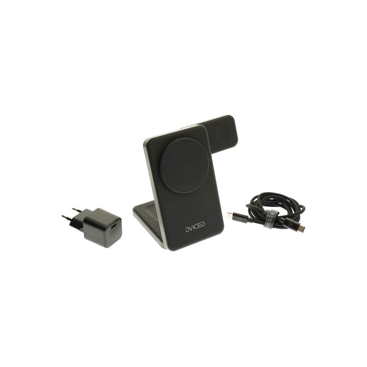 Skládací 3v1 MagSafe Qi2 nabíječka Dviced se stojánkem – černá - istyle.work