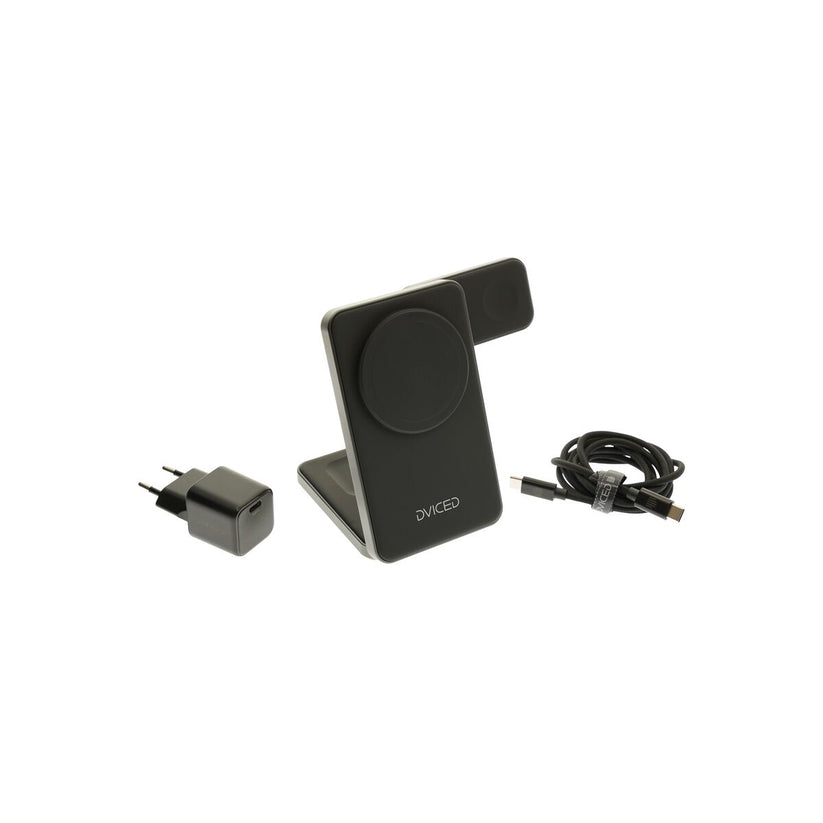 Skládací 3v1 MagSafe Qi2 nabíječka Dviced se stojánkem – černá - istyle.work