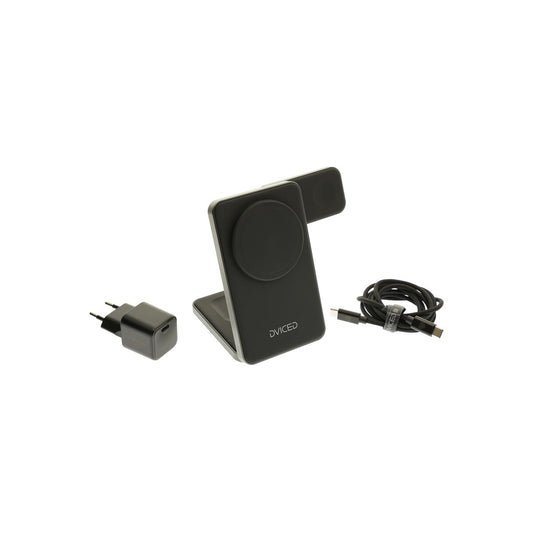 Skládací 3v1 MagSafe Qi2 nabíječka Dviced se stojánkem – černá - istyle.work