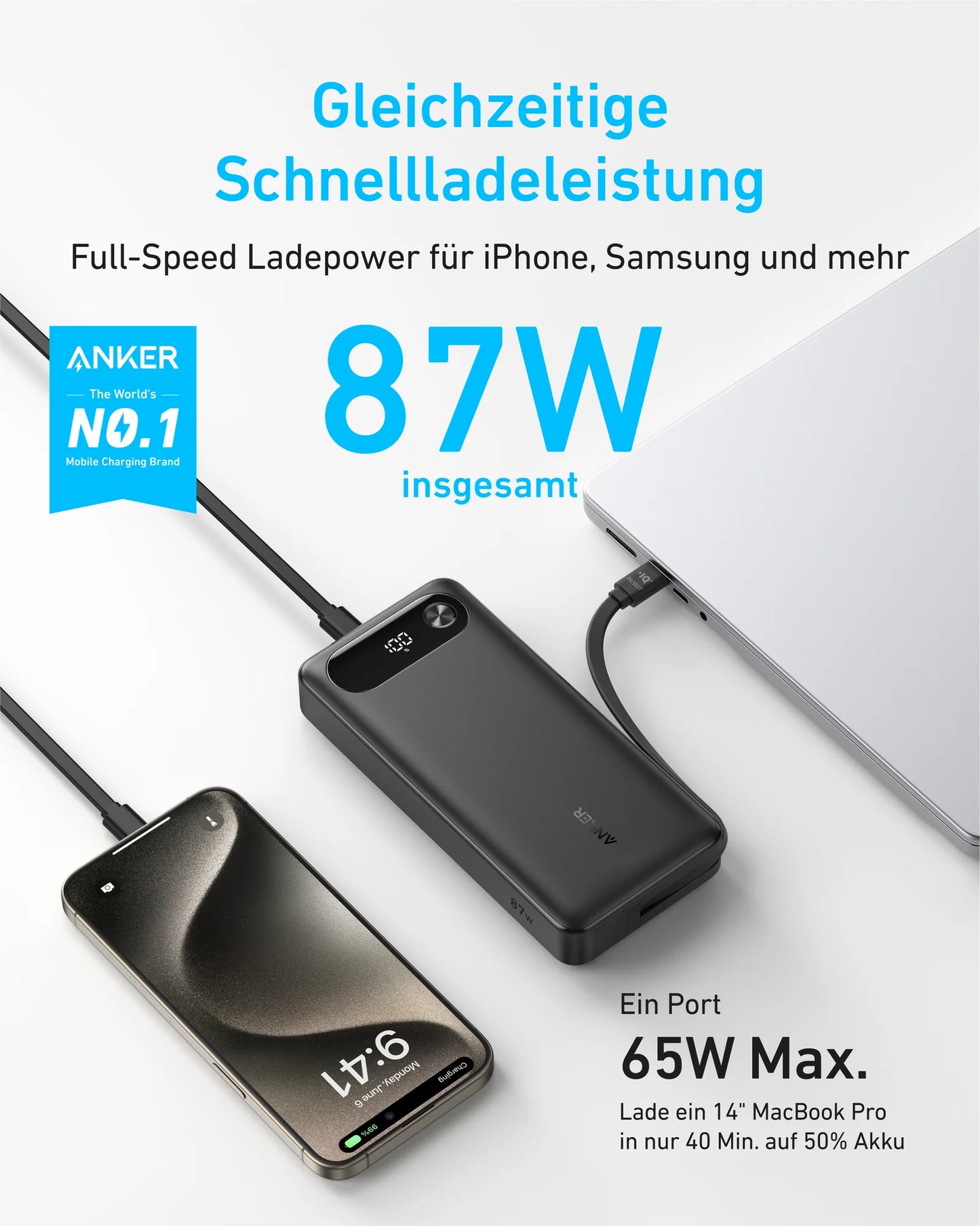 20 000 mAh powerbanka Anker 87W - černá