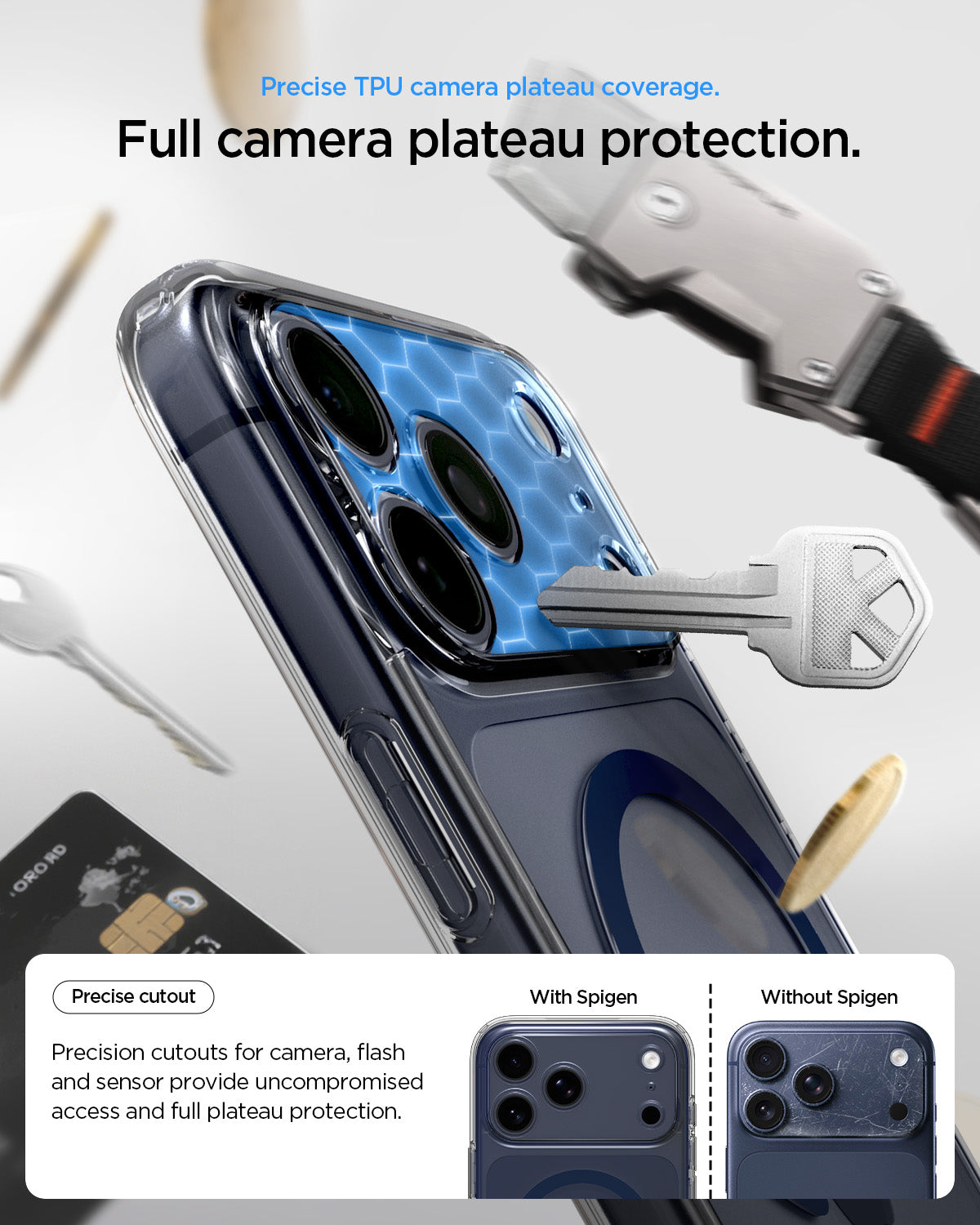 MagSafe kryt pro iPhone 17 Pro Max Spigen Ultra Hybrid - průhledný/modrý - istyle.work