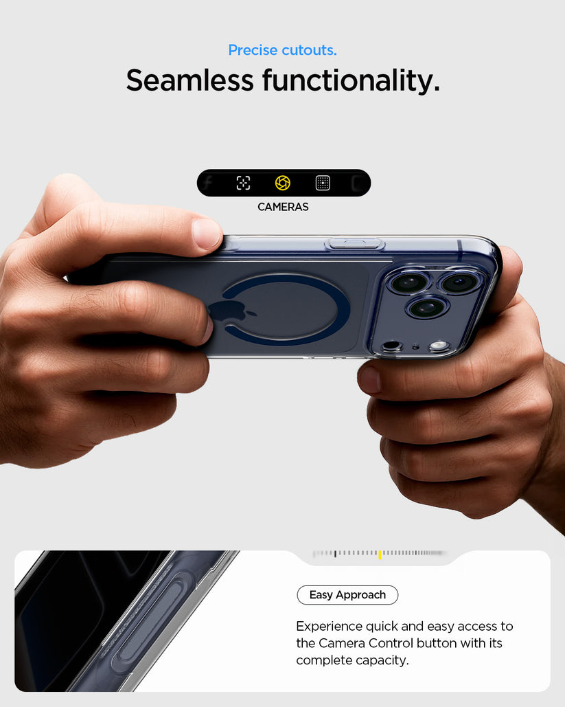 MagSafe kryt pro iPhone 17 Pro Max Spigen Ultra Hybrid - průhledný/modrý - istyle.work