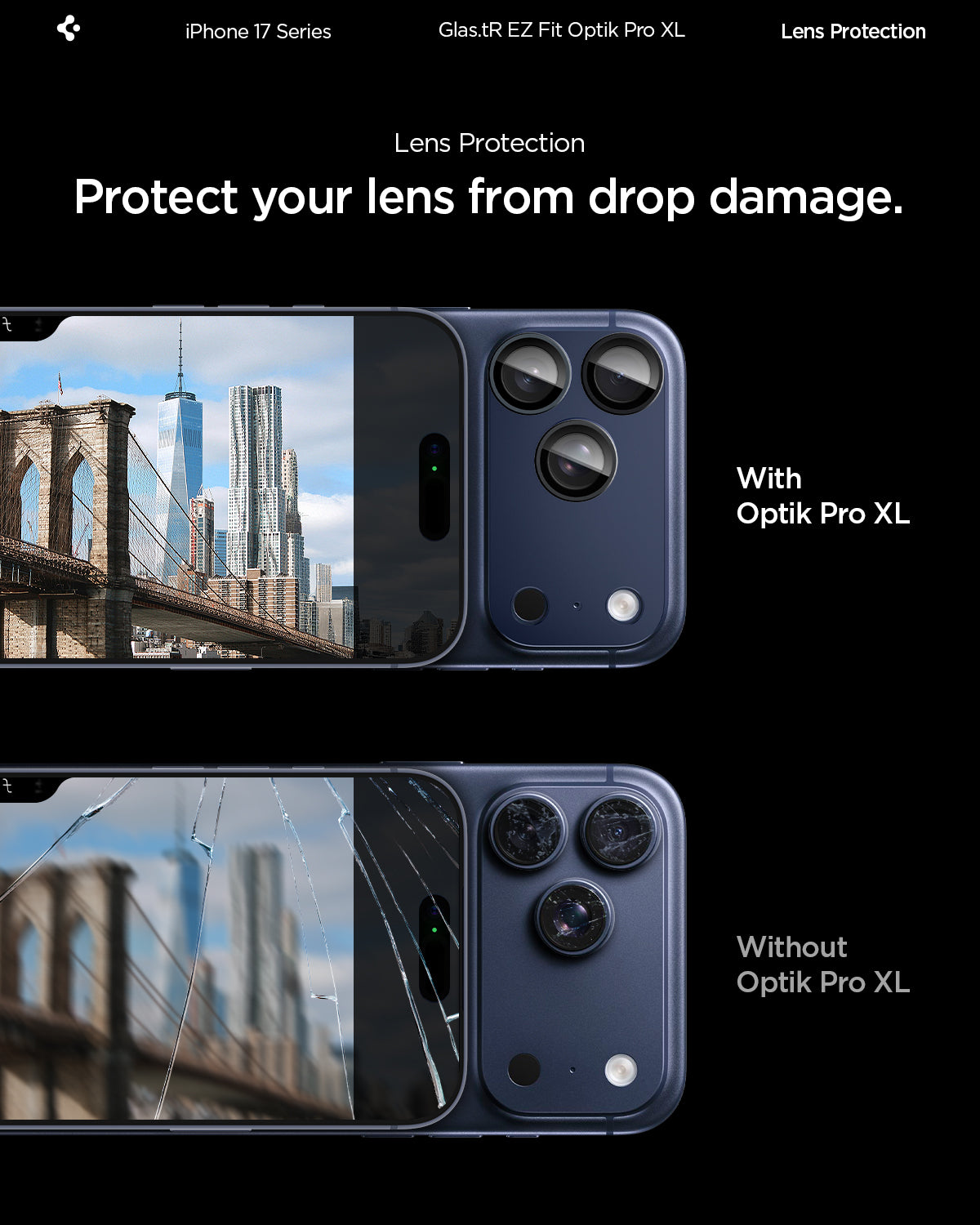 Sklo na fotoaparát pro iPhone 17 Max Pro Spigen Glass tR EZ Fit Optik Pro XL - modré